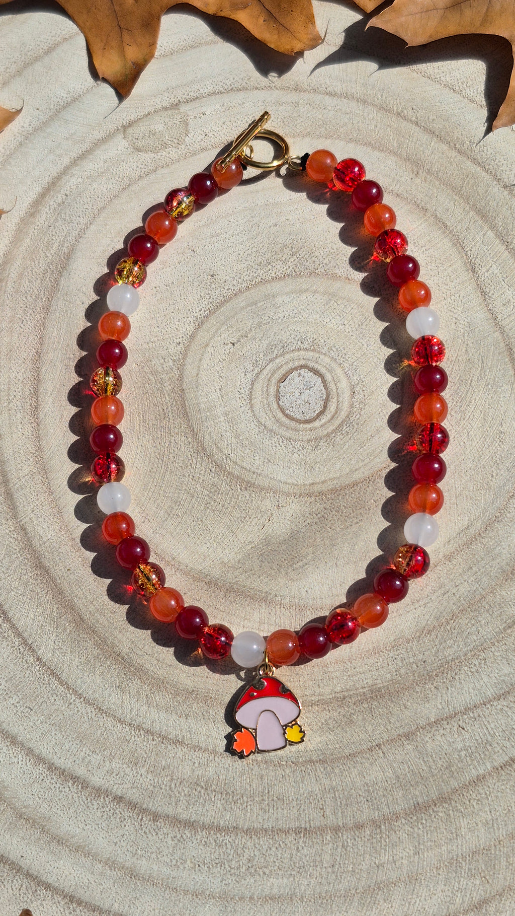Collier Champignon-Feuilles