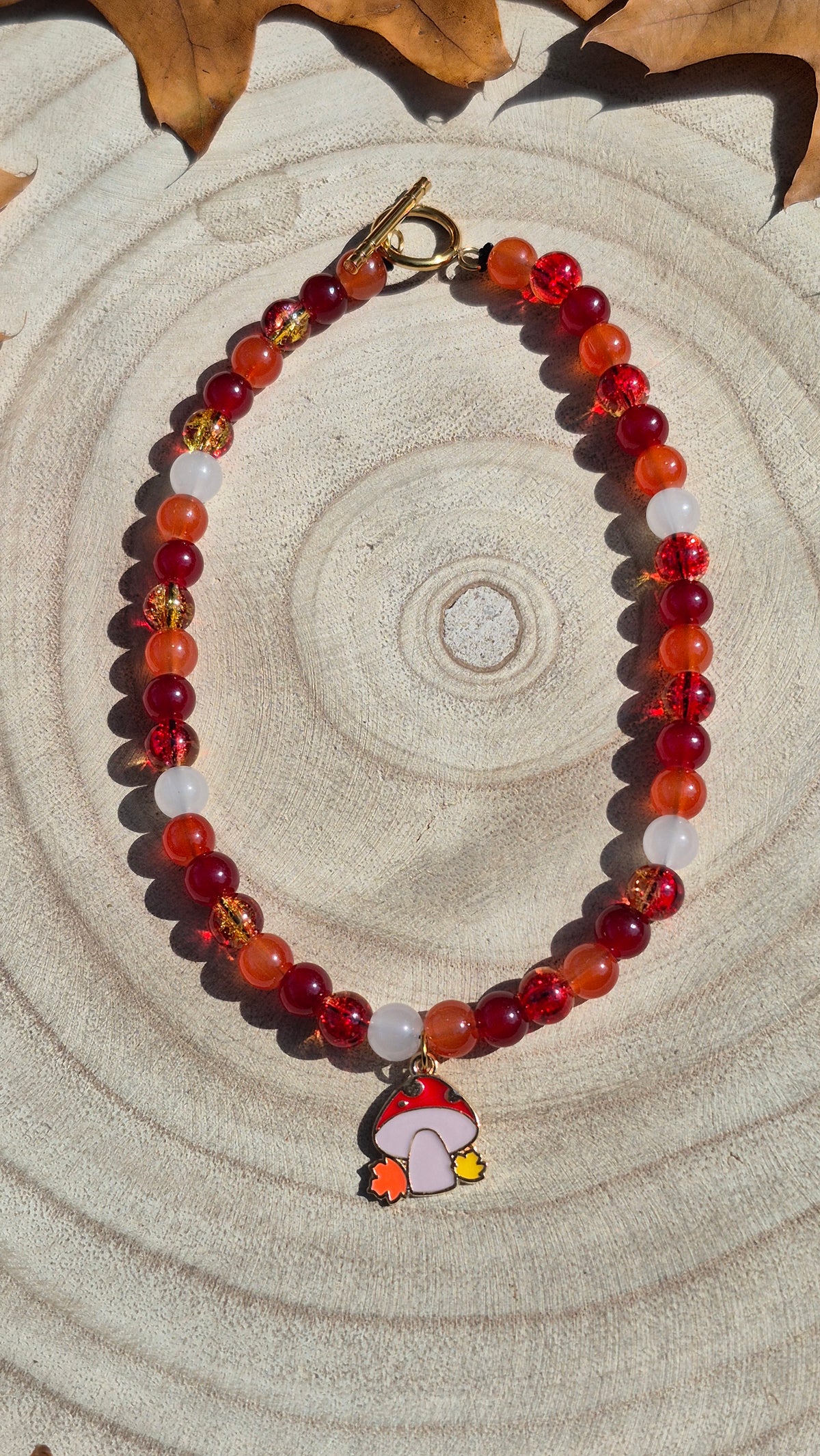 Collier Champignon-Feuilles