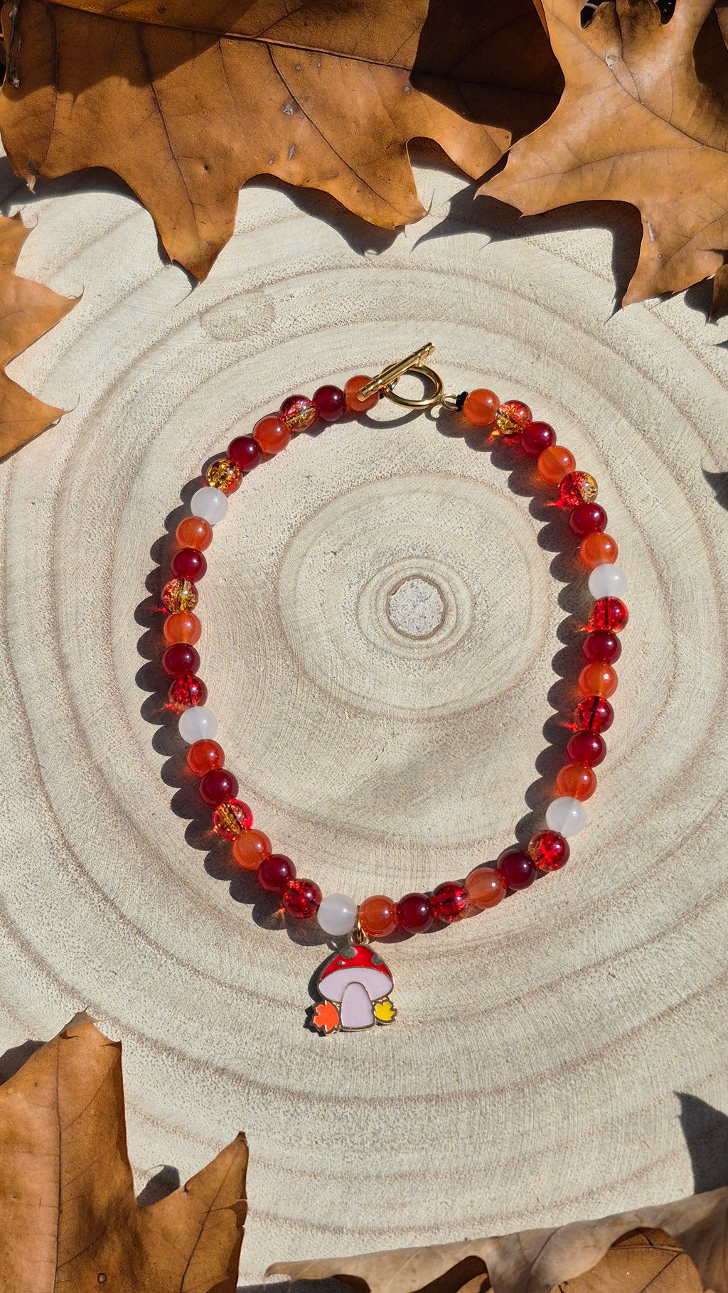 Collier Champignon-Feuilles