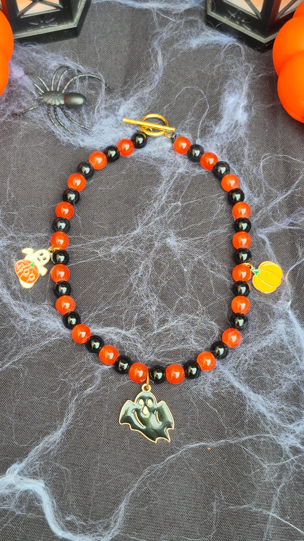 Collier Halloween Orange et Noir