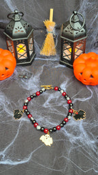 Collier Halloween Fantômes rouge et noir