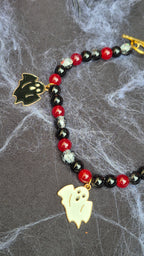 Collier Halloween Fantômes rouge et noir
