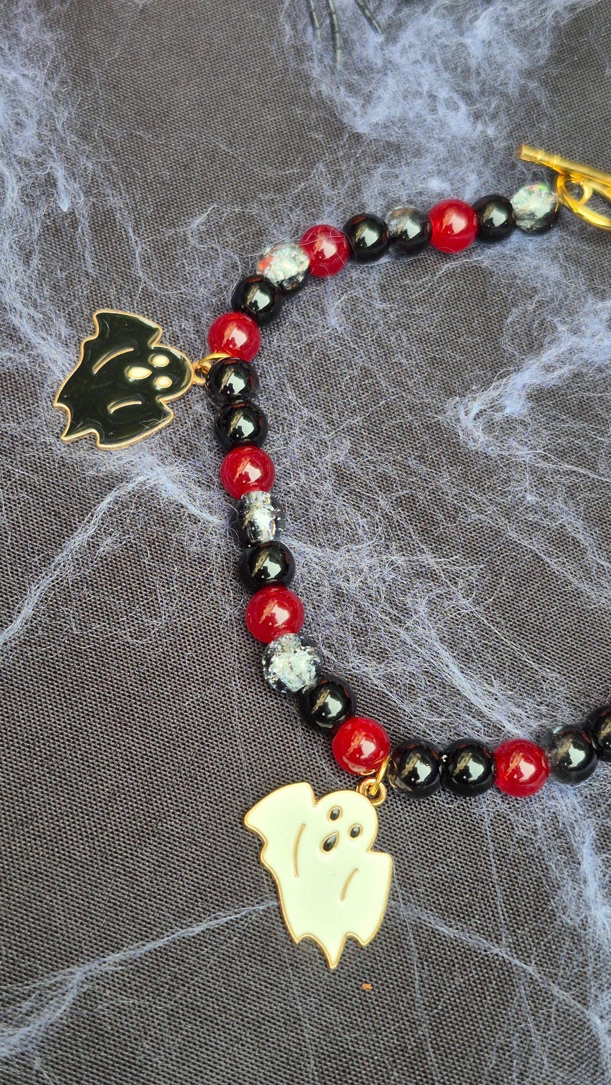 Collier Halloween Fantômes rouge et noir