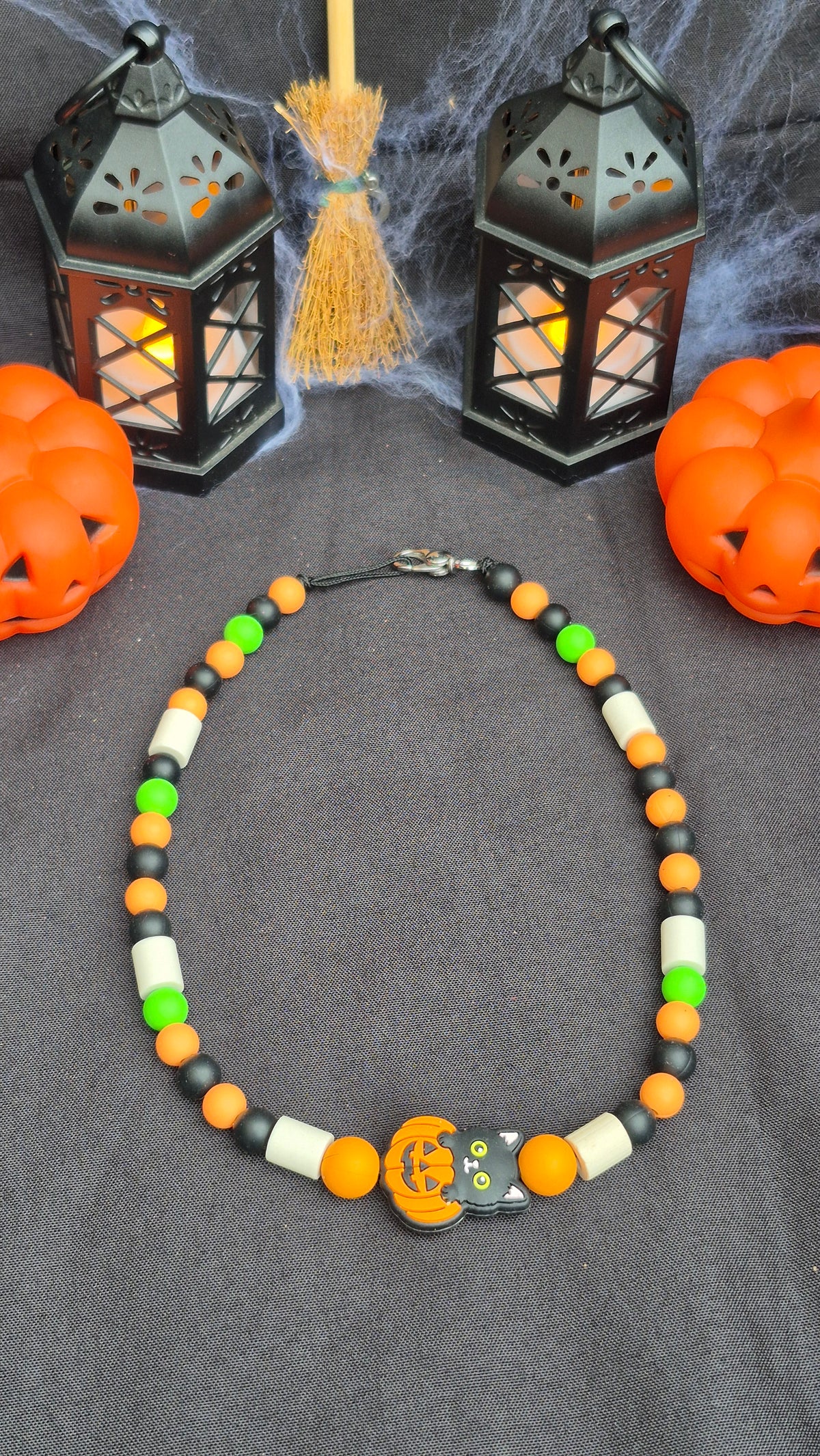 Collier Citrouille et Chat noir