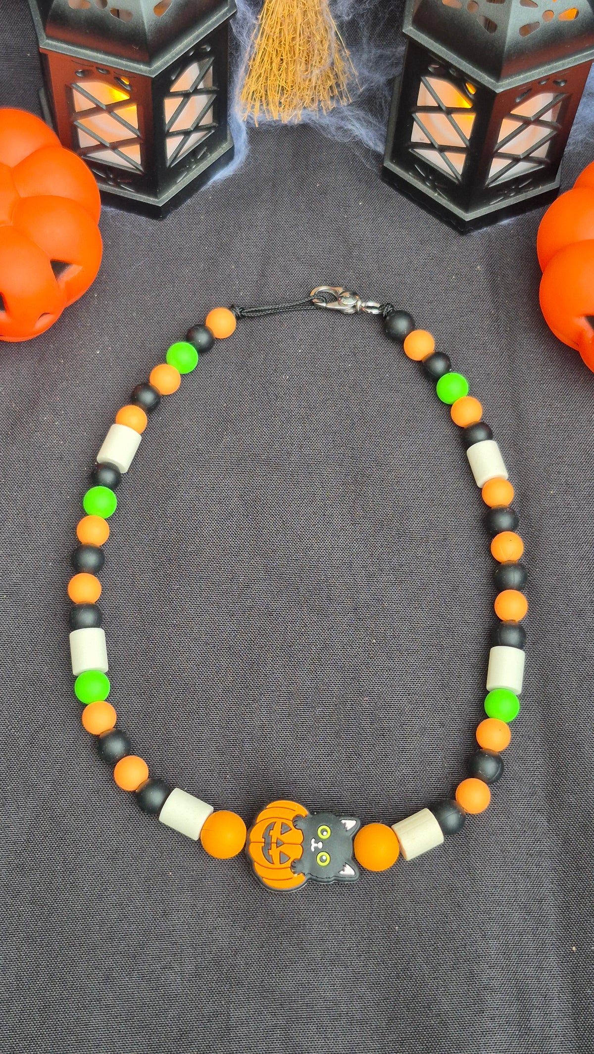 Collier Citrouille et Chat noir